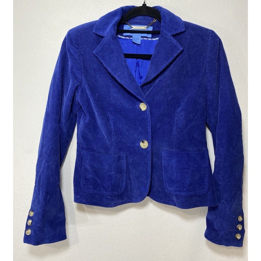 Doncaster Women's Blue Corduroy Blazer Size 2 Tailored Lined Single-Breasted